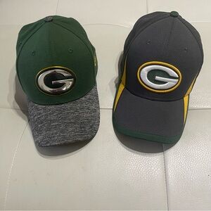 New Era bundle of Green Bay packers Green and Gray Hats Aaron Rodger size medium